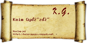 Keim Győző névjegykártya